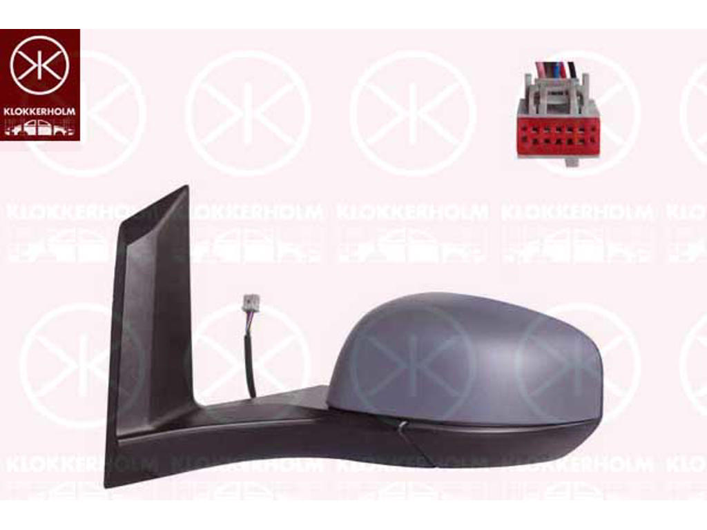Exterior Mirror, Left, Electronically foldable, Number of pins: 7, Heatable, w/primer, Aspherical
