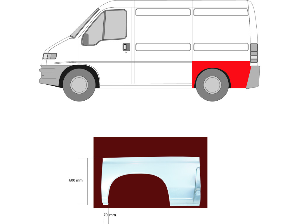 Quarter Panel, Wheel Arch Border, Left Rear, Lower Section, Axle Distance [mm]: 2850