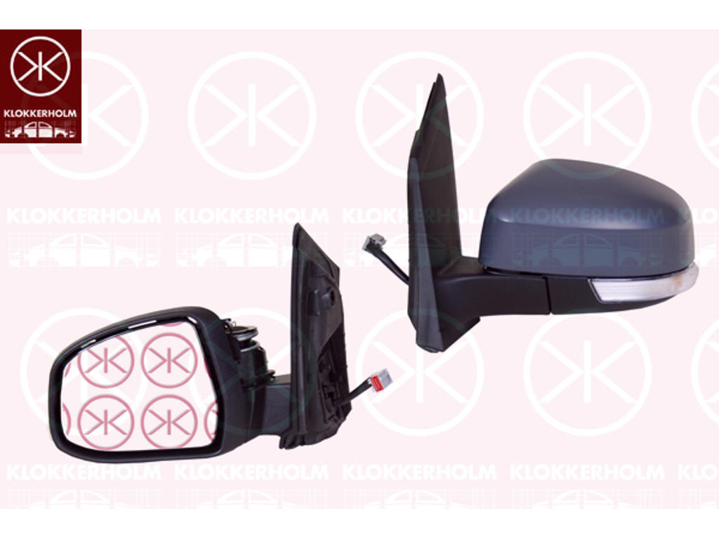 Exterior Mirror, Right, for electric mirror adjustment, Electronically foldable, with reading light, w/primer, Heatable, Convex