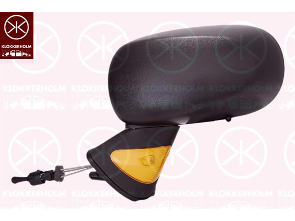 Exterior Mirror, Right, Control: cable pull, black, with indicator, with thermo sensor