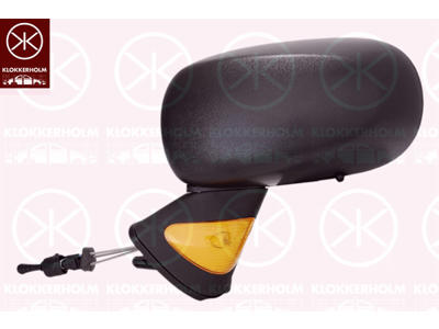 Exterior Mirror, Left, Control: cable pull, black, with indicator
