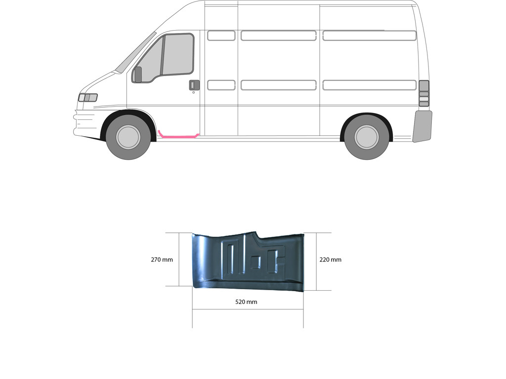 Rocker Panel, Left Front, Electrogalvanized, Repair Panel, Upper section
