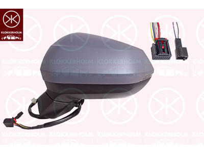 Lusterko zewnetrzne, z lewej, dla lusterek regulowanych elektr., Liczba zestyków: 8, z kierunkowskazem, skladane elektrycznie, ogrzewany, do malowania, niesferyczny