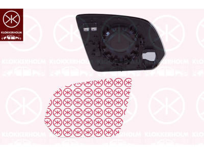 Mirror Glass, exterior mirror, Left, Heatable, Number of pins: 2, Aspherical