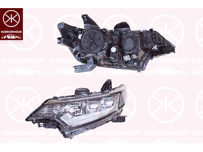 Huvudstrålkastare, LED, Höger, med varselljus (LED), med stäämotor för lysviddsreglering