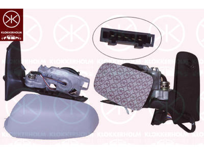 Exterior Mirror, w/primer, for electric mirror adjustment, Convex, Heatable, Left, Number of pins: 5, Connector Shape: rectangular