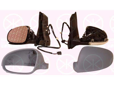 Exterior Mirror, w/primer, with indicator, Electronically foldable, for electric mirror adjustment, Aspherical, Heatable, Left
