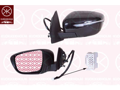 Exterior Mirror, Right, for electric mirror adjustment, Electronically foldable, Heatable, with indicator, Convex, Number of pins: 9