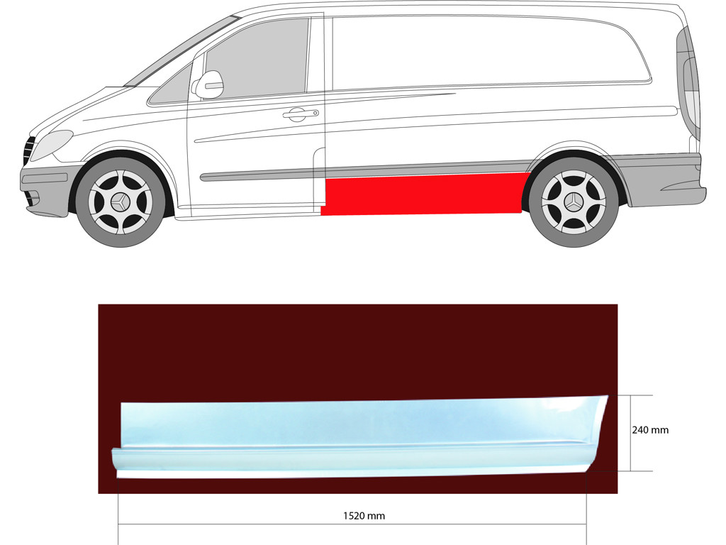 Quarter Panel, Left, Axle Distance [mm]: 3430, Lateral Panel, Repair Panel, Lower Section