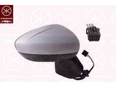 Exterior Mirror, Right, for electric mirror adjustment, Number of pins: 7, with thermo sensor, Heatable, w/primer, Convex