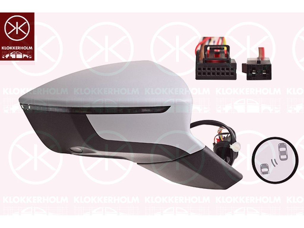 Наружное зеркало, для автомобилей с ассистентом удержания полосы движения LDW, справа, с памятью, электрически захлопывающаяся, Количество втычных контактов: 13, Количество втычных контактов: 2, с лампой для чтения, с мигающим огнем, обогреваемый, вы