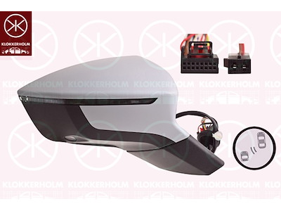 Exterior Mirror, for vehicles with lane keeping assist, Right, with memory, Electronically foldable, Number of pins: 13, Number of pins: 2, with reading light, with indicator, Heatable, Convex, w/primer