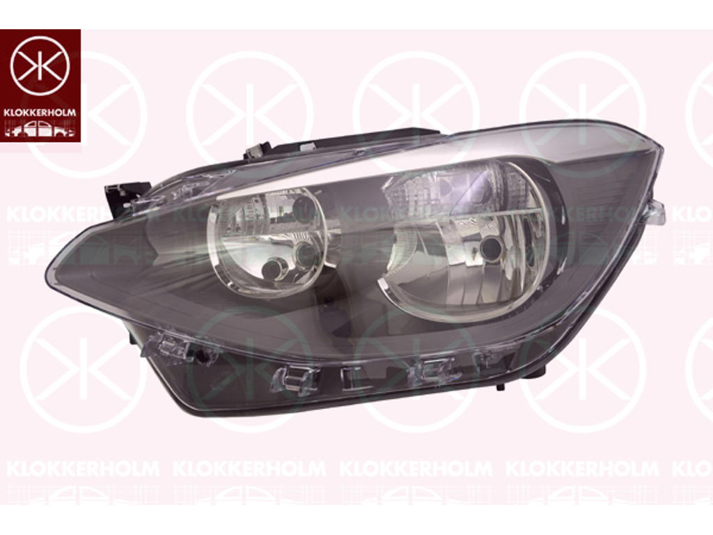 Headlight, with daytime running light, H7/H7, with motor for headlamp levelling, Left, Illuminance [lx]: 12.5, Housing Colour: black