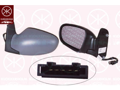 Exterior Mirror, w/primer, for electric mirror adjustment, Convex, Heatable, Left, Number of pins: 5, Connector Shape: rectangular