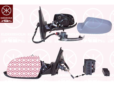 külso visszapillantó, Vezetésasszisztenssel szerelt jármuvekhez, bal, A dugós csatlakozások száma: 16, elektromosan behajtható, Memóriával, villogóval, alapozott, futheto, aszférikus, komplett tükör