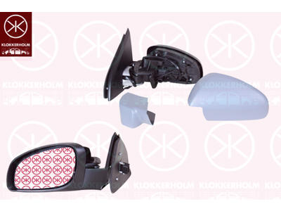 Exterior Mirror, w/primer, for electric mirror adjustment, Aspherical, Heatable, Left, Number of pins: 5