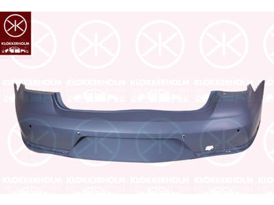 Bumper, with hole(s) for park distance control, Number of bores: 2, Rear, w/primer, not for trim level: R-LINE