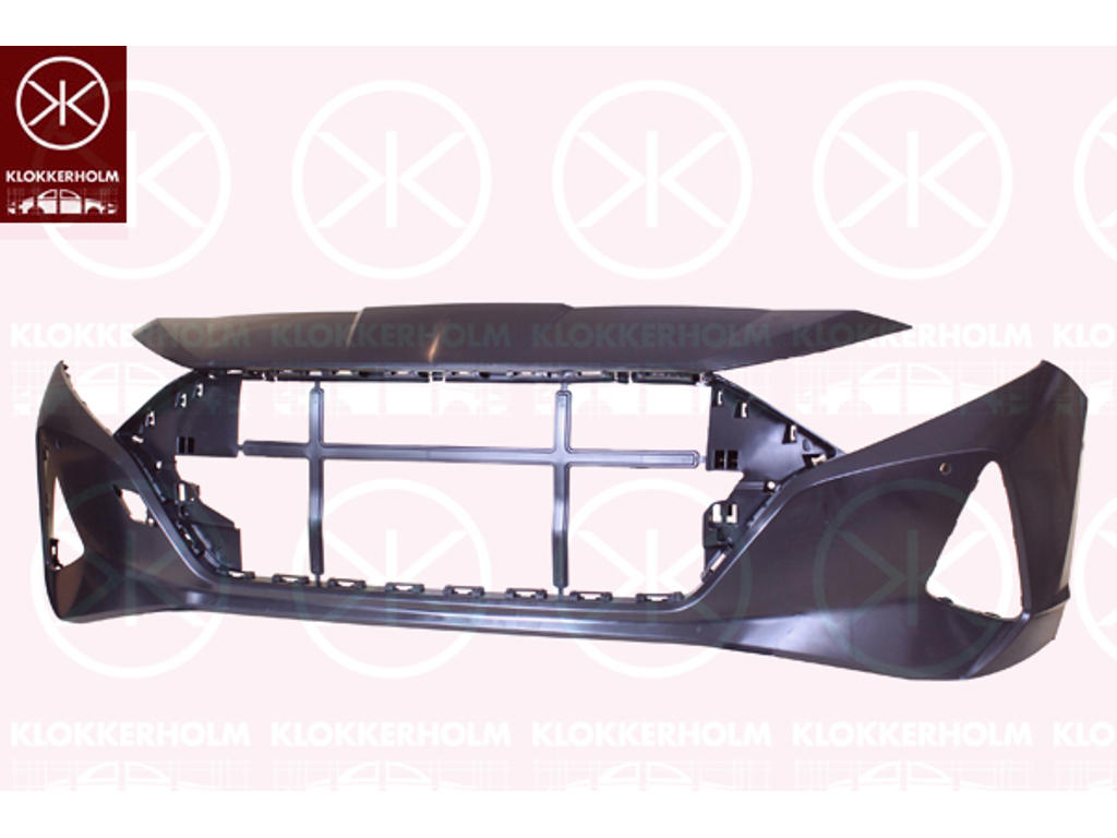 Bumper, with hole(s) for park assist (parallel parking), Front, Smooth, black, Number of bores: 4