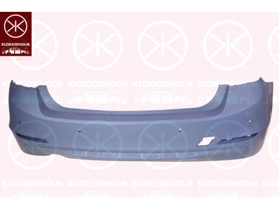 Bumper, w/primer, Rear, with holes for trim/protective strip, with hole(s) for park distance control, Number of bores: 4