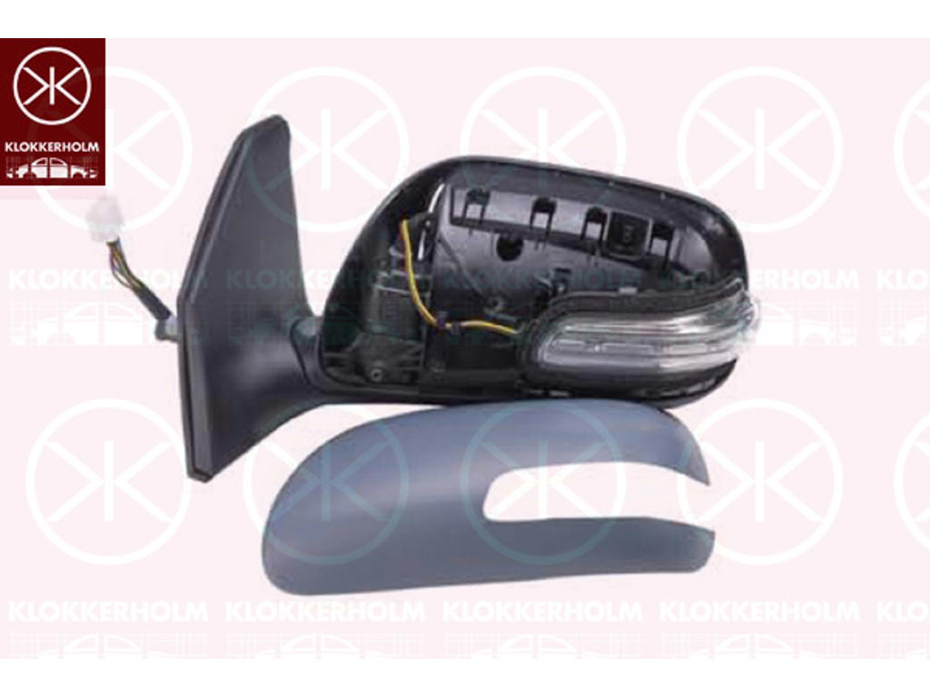 Exterior Mirror, w/primer, with indicator, for electric mirror adjustment, Convex, Heatable, Right