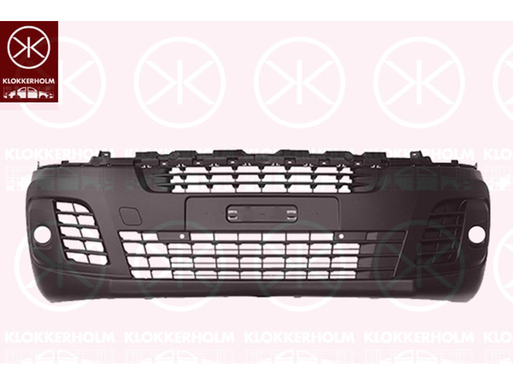 Bumper, Front, black, with hole(s) for fog lights, with hole(s) for park distance control