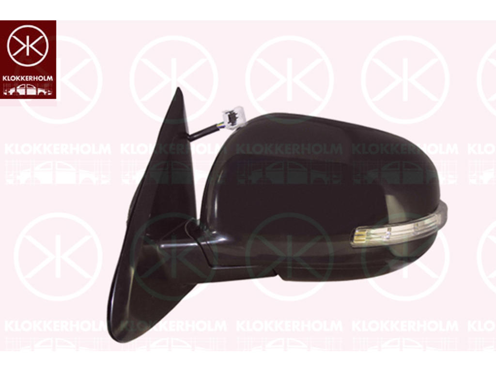Exterior Mirror, Right, Electronically foldable, for electric mirror adjustment, with indicator (LED), Number of pins: 9, Heatable, w/primer, Convex