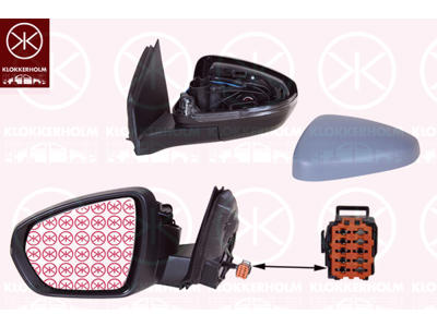 Exterior Mirror, Left, Number of pins: 6, Heatable, w/primer, Convex