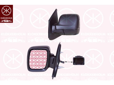 Exterior Mirror, Left, for electric mirror adjustment, with indicator, Number of pins: 8, Grained, Heatable, Convex
