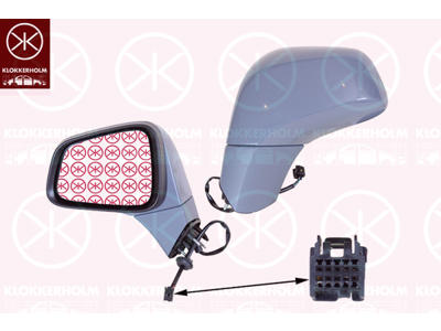 Exterior Mirror, Left, for electric mirror adjustment, Electronically foldable, Number of pins: 7, Heatable, w/primer, Aspherical