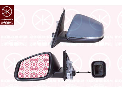 Exterior Mirror, Left, with memory, Electronically foldable, with indicator, Heatable, Aspherical, w/primer