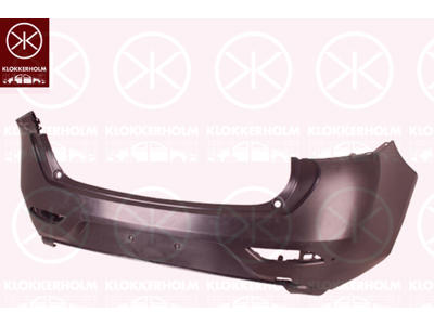 Bumper, Rear, black, with hole(s) for park distance control