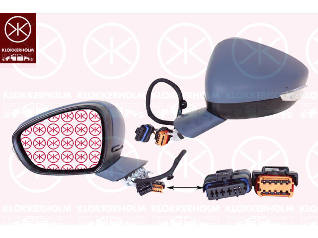 Exterior Mirror, Right, for electric mirror adjustment, Electronically foldable, Number of pins: 12, with thermo sensor, Heatable, w/primer, Convex