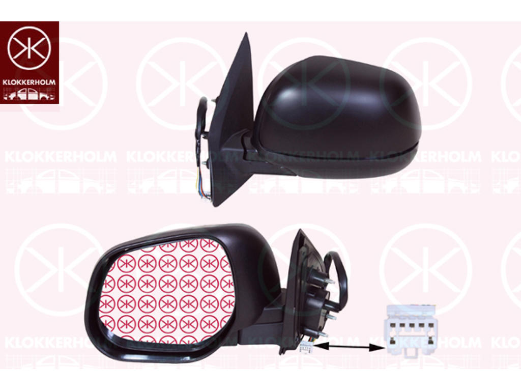 Exterior Mirror, Right, for electric mirror adjustment, Electronically foldable, Number of pins: 7, Heatable, w/primer, Convex