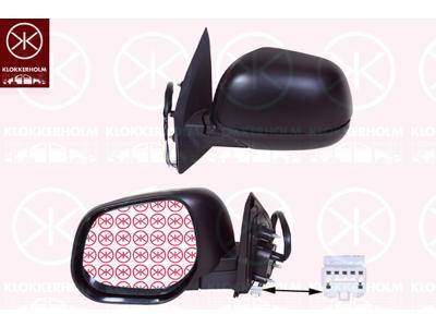 Exterior Mirror, Left, for electric mirror adjustment, Electronically foldable, Number of pins: 7, Heatable, w/primer, Convex