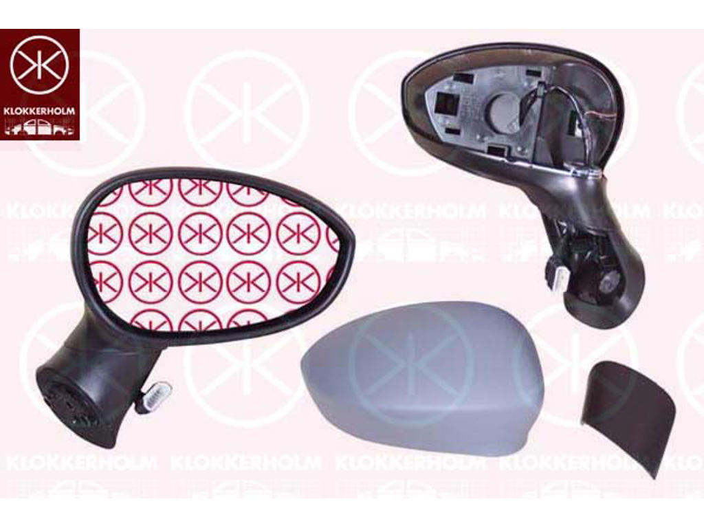Exterior Mirror, w/primer, with temperature sensor, for electric mirror adjustment, Convex, Heatable, Right, Number of pins: 7