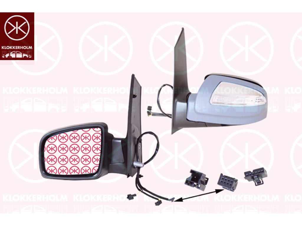 Exterior Mirror, Left, for electric mirror adjustment, Electronically foldable, Number of pins: 8, with indicator, Heatable, Aspherical, w/primer