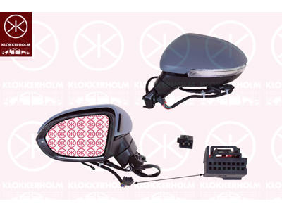 Exterior Mirror, Left, for electric mirror adjustment, with memory, Electronically foldable, for vehicles with drive assistance system, Number of pins: 15, Number of pins: 2, with indicator (LED), with reading light, Heatable, w/primer