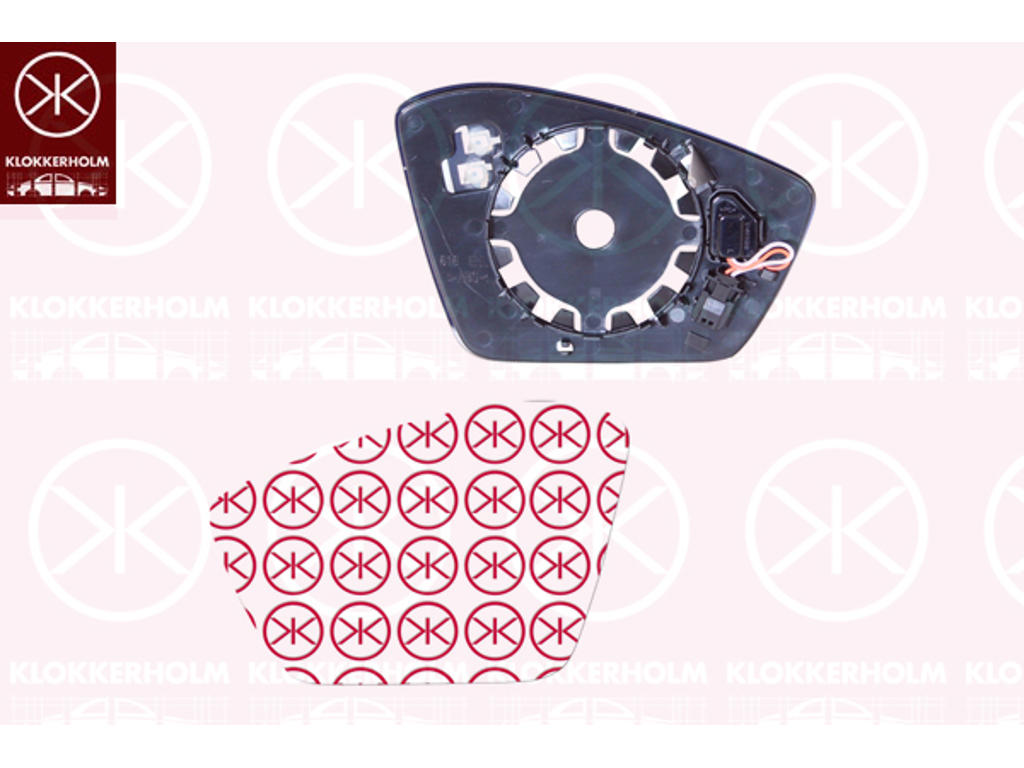 Mirror Glass, exterior mirror, Left, Number of pins: 4, without automatic dimming, for vehicles with blind spot assistant, Heatable
