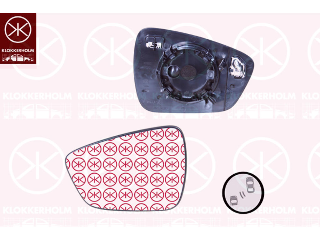 Mirror Glass, exterior mirror, Left, Heatable blind spot mirror, Aspherical