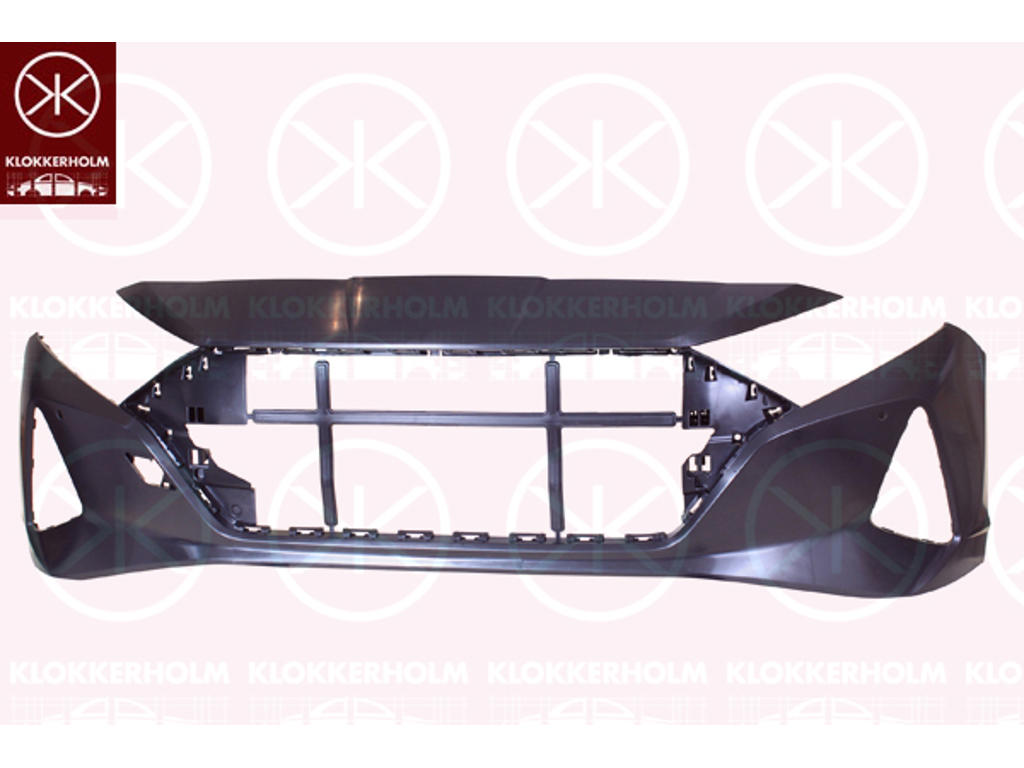 Bumper, Front, Smooth, black, with hole(s) for park distance control, Number of bores: 2