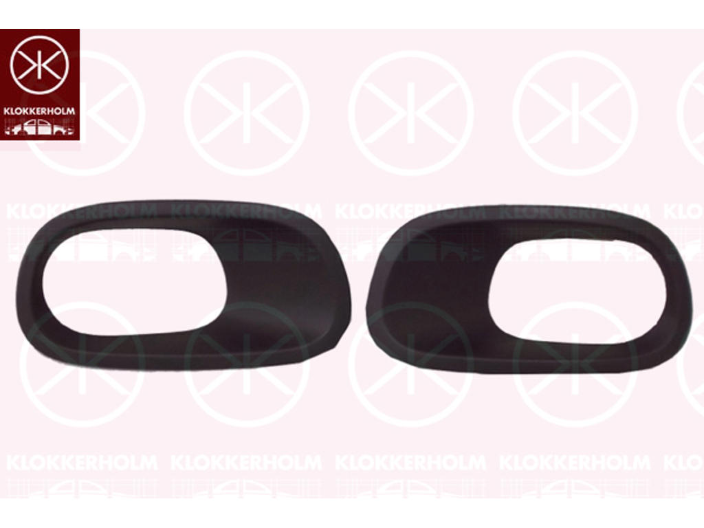 Cover, bumper, Front, with hole(s) for fog lights, Set, black