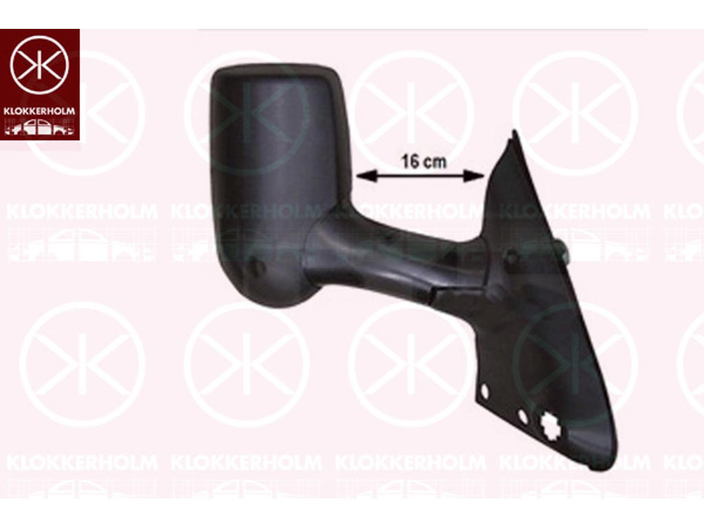 Exterior Mirror, Right, for electric mirror adjustment, Long mirror arm, Length [cm]: 16, Number of pins: 5, Heatable, Convex