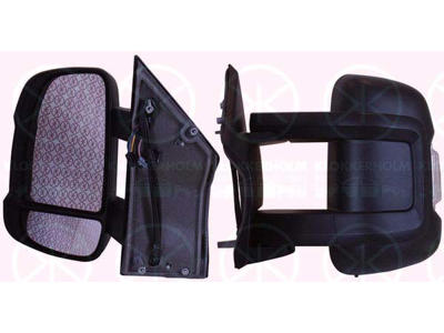 Exterior Mirror, Left, for electric mirror adjustment, Mid-sized mirror arm, Length [cm]: 16, Number of pins: 8, Number of pins: 2, Heatable, with thermo sensor, with indicator, W16W, Convex