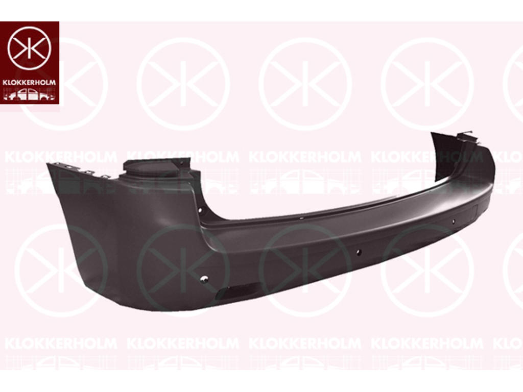 Bumper, short, with hole(s) for park distance control, Rear, black