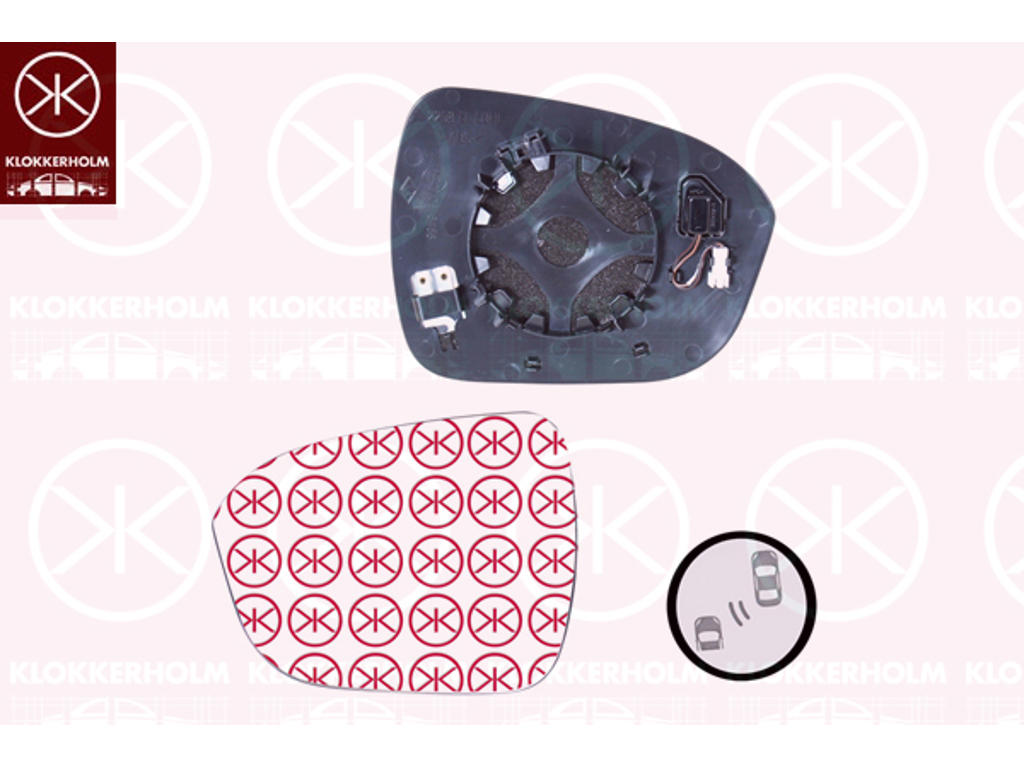 Mirror Glass, exterior mirror, Left, Heatable, for vehicles with blind spot assistant, Convex