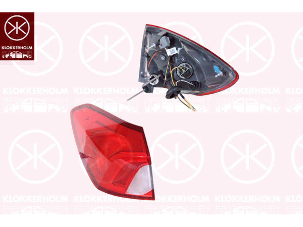 Tail Light Assembly, Left, Outer section, LED, with bulb holder, Varroc
