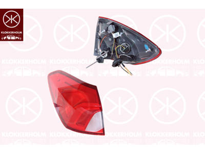 Tail Light Assembly, Left, Outer section, LED, with bulb holder, Varroc