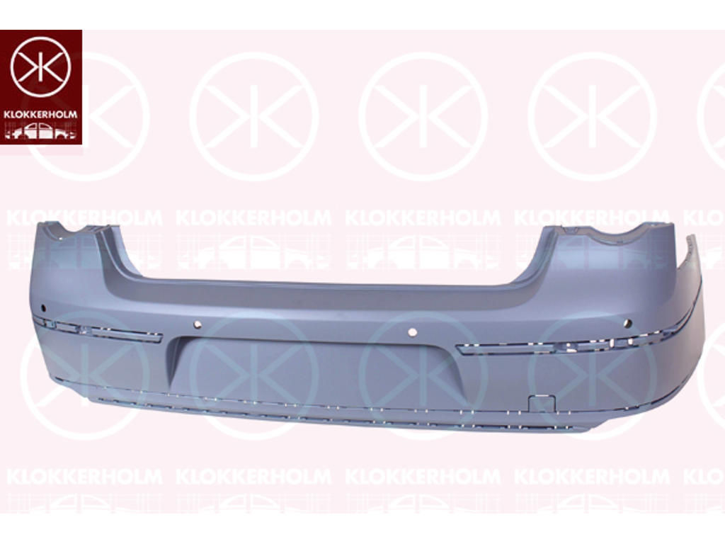 Bumper, Rear, w/primer, with hole(s) for park distance control, Number of bores: 4