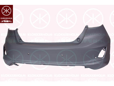 Bumper, w/primer, Rear, with hole(s) for park distance control, Number of bores: 4, Vehicle Equipment Line/Variant: ST-LINE