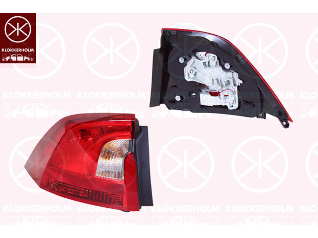 Tail Light Assembly, Right, Outer section, with bulb holder, P21W, H21W, PY21W, AL